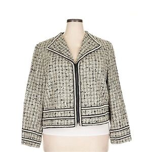 Jones New York Black and White Textured Blazer